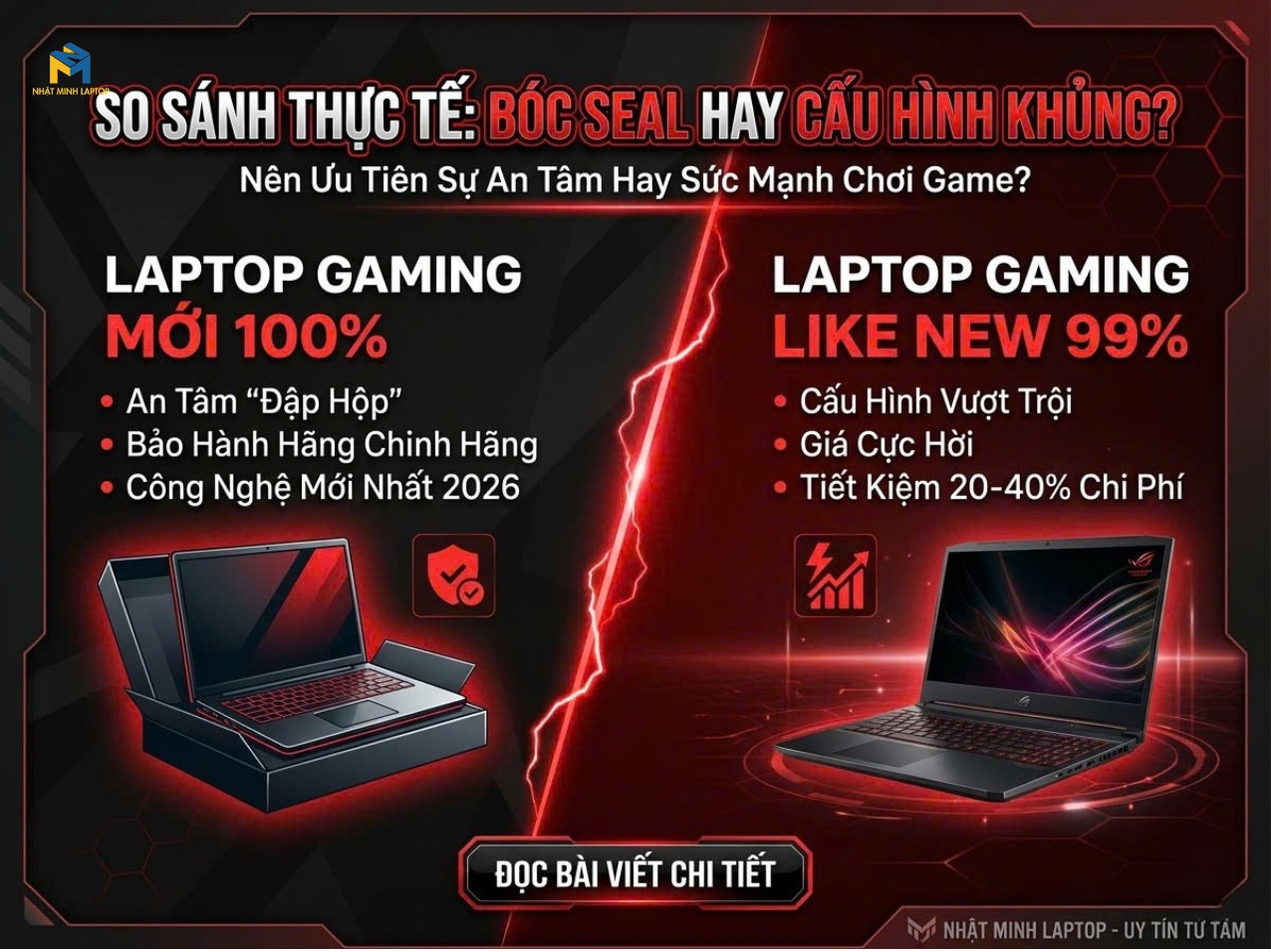 So sánh laptop gaming mới và like new: Nên ưu tiên bóc seal hay cấu hình?