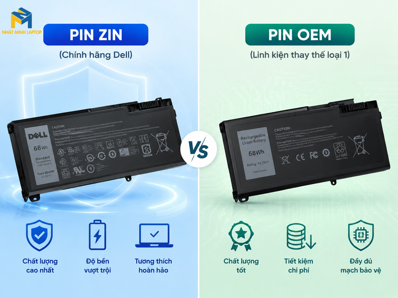 Phân loại pin laptop Dell trên thị trường