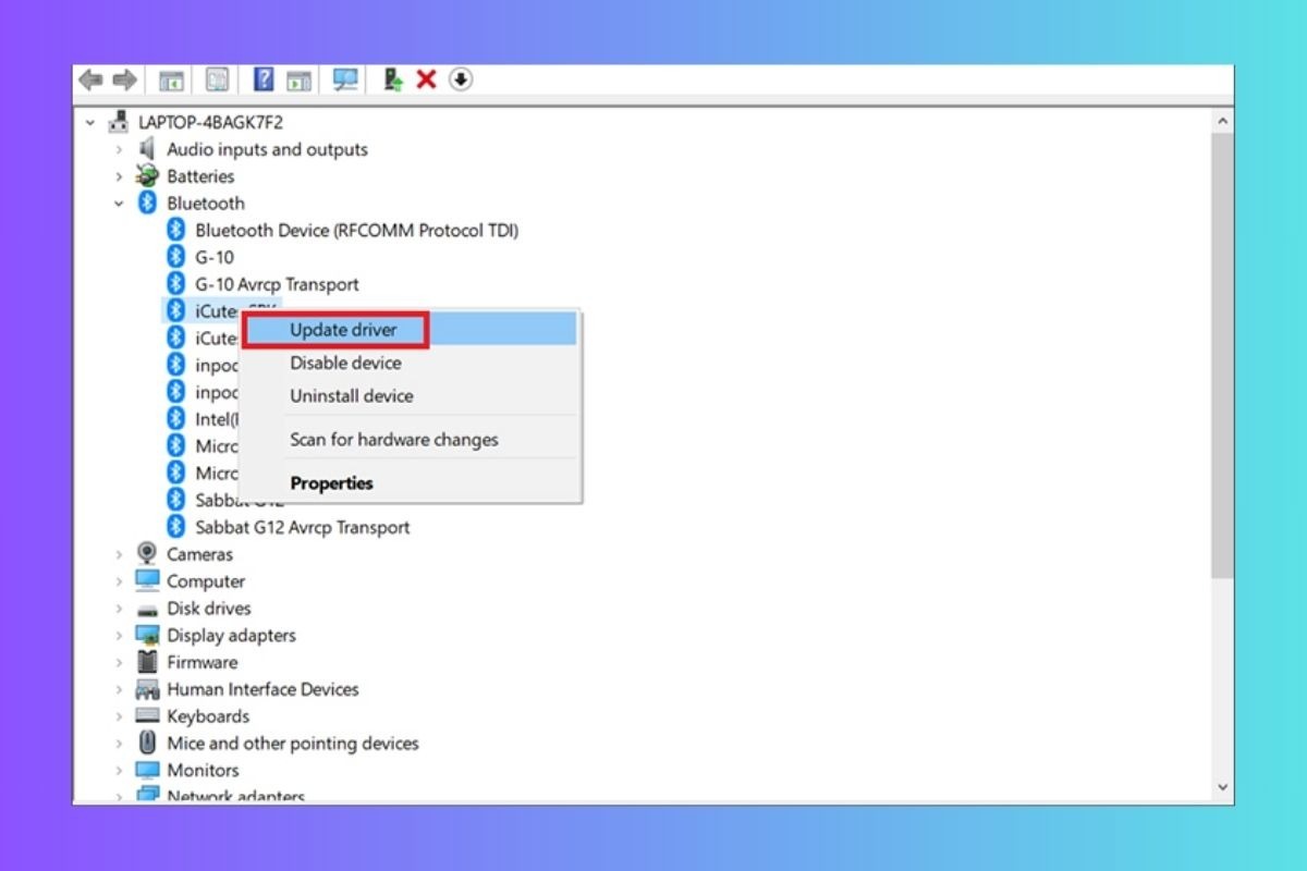 Cài đặt lại Driver Bluetooth