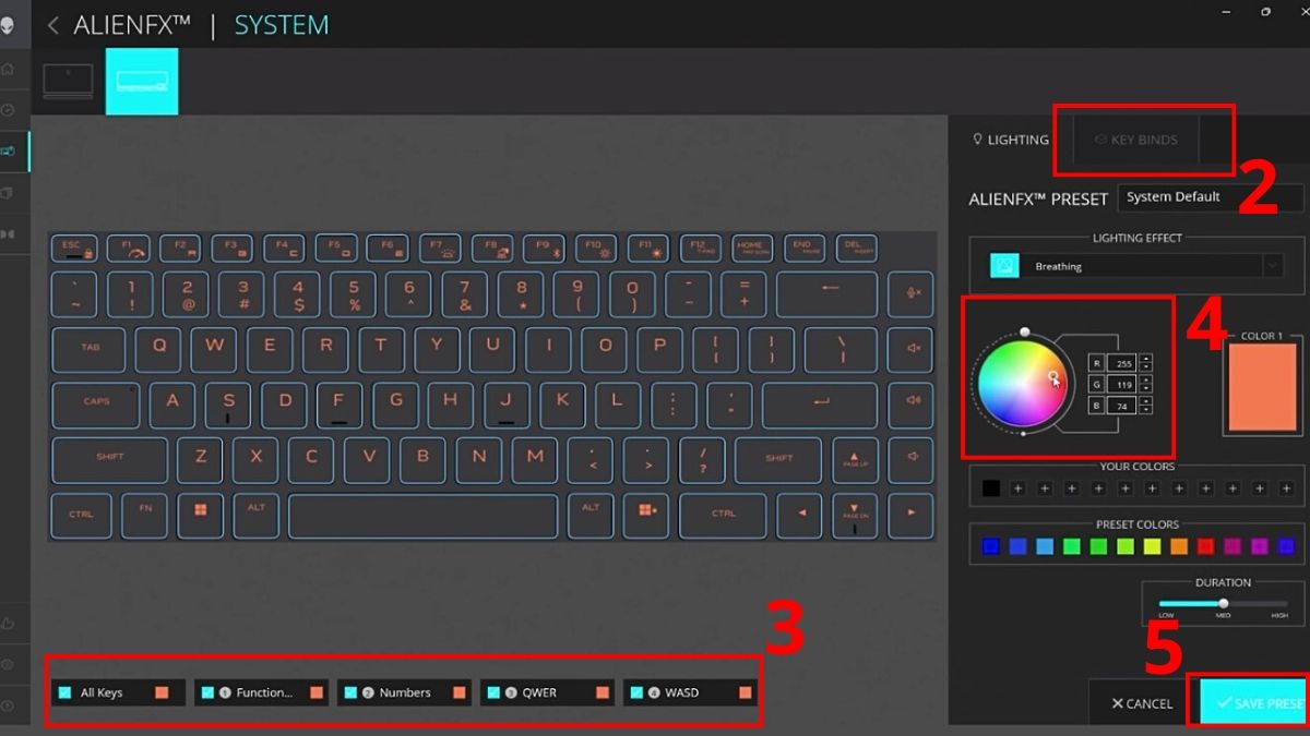 Sử dụng phần mềm Alienware Command Center để đổi màu bàn phím
