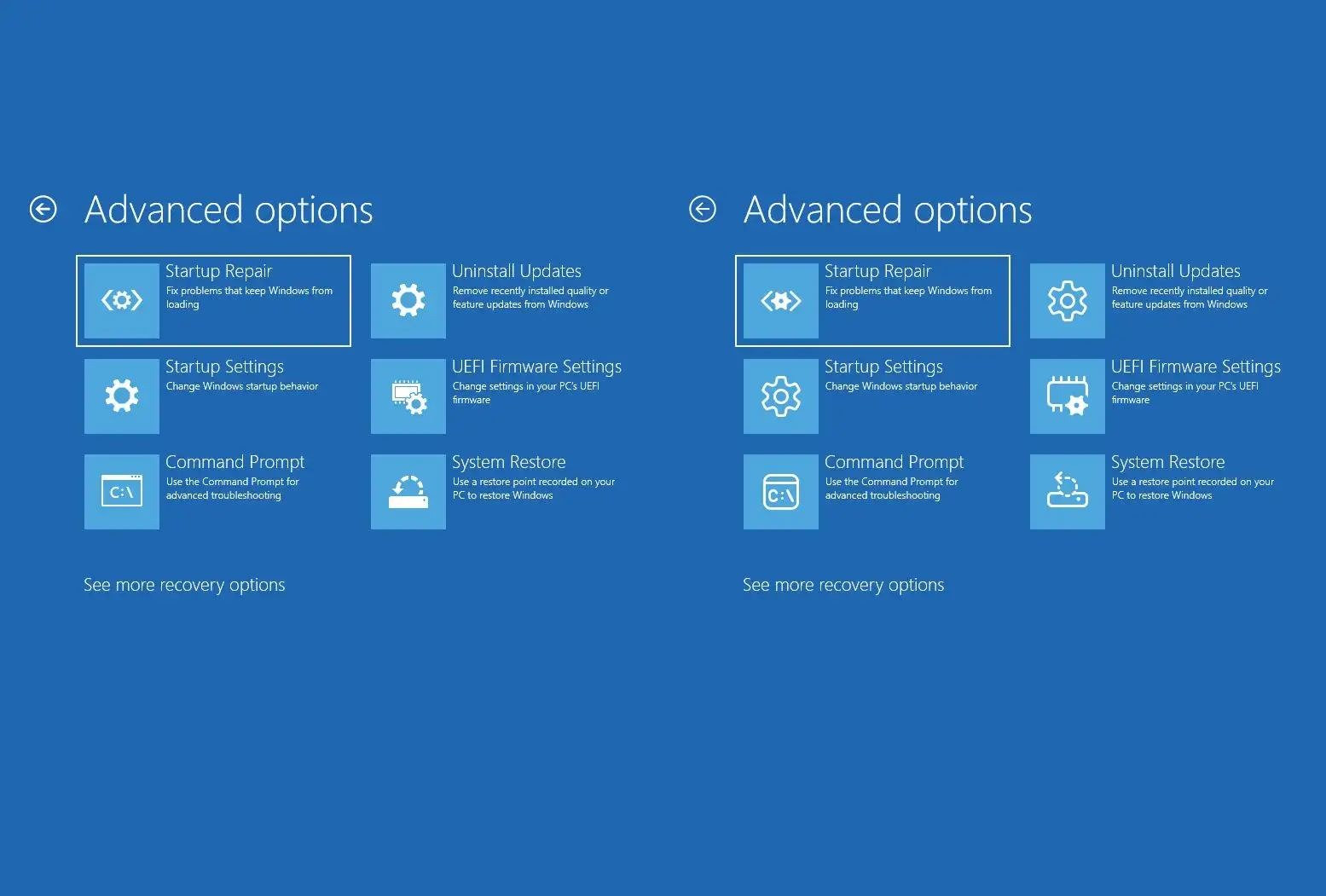 Reset từ màn hình khởi động WinRE