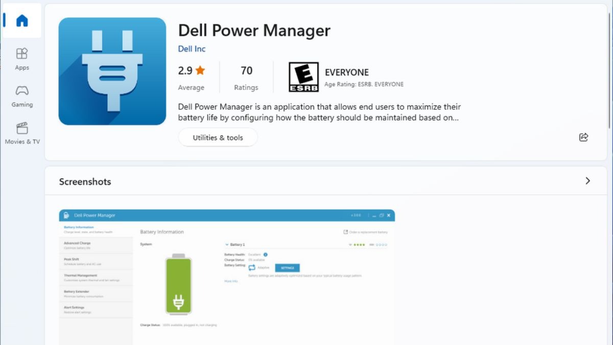 Sử dụng phần mềm Dell Power Manager
