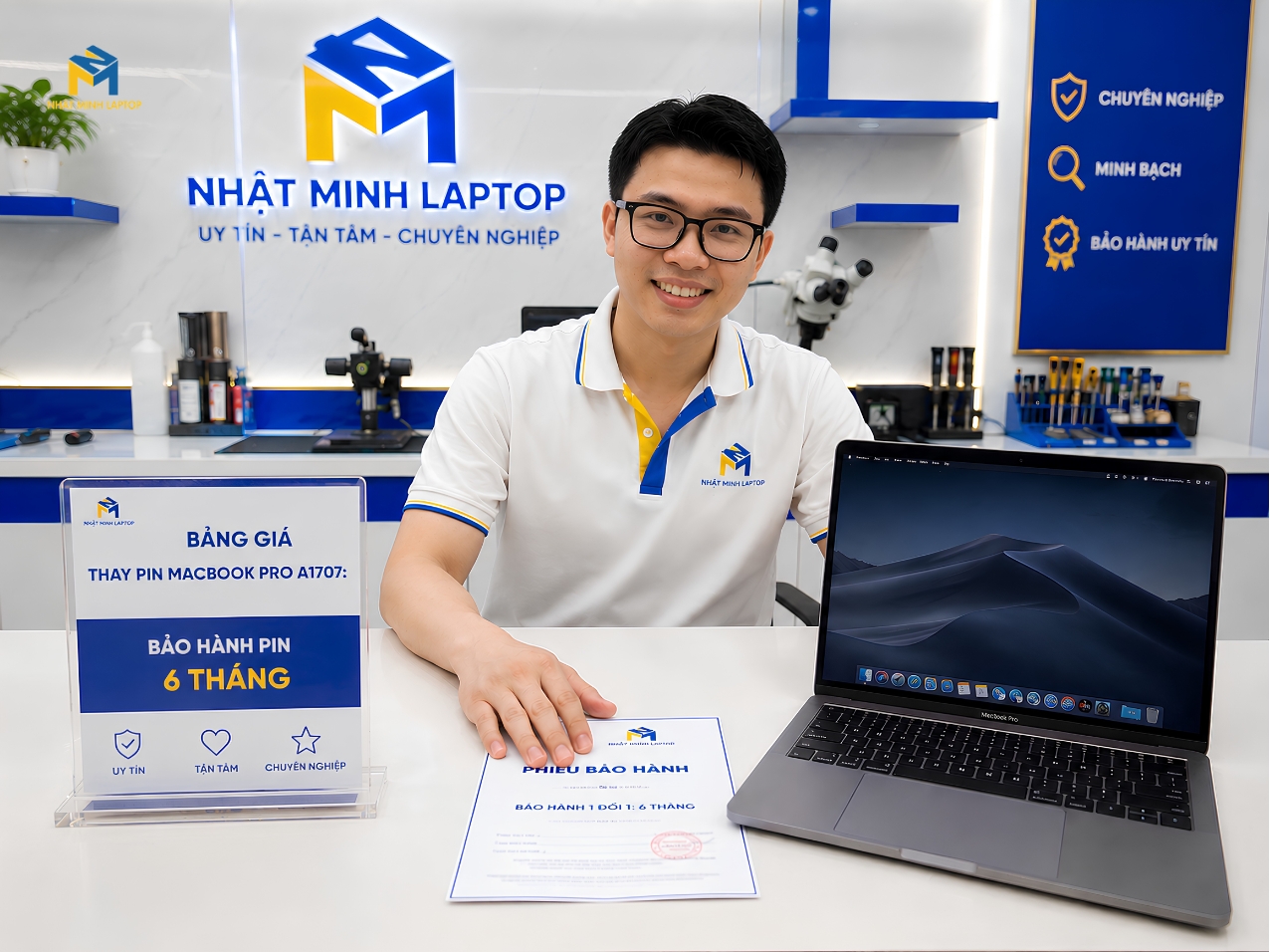Thay pin MacBook Pro A1707 giá bao nhiêu? Bảo hành thế nào?
