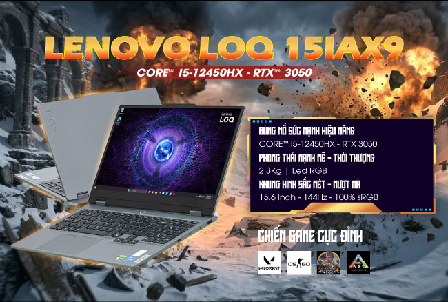 Lenovo LOQ 15IAX9, laptop gaming chính hãng bảo hành đến 07/2027